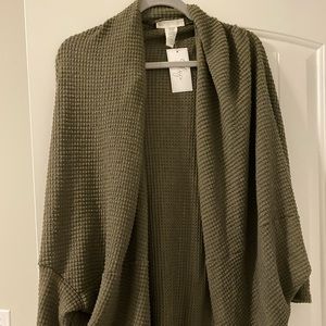 Olive Green Waffle Knit Cardigan